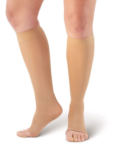Microfibre Open Toe Support Knee Highs Sand