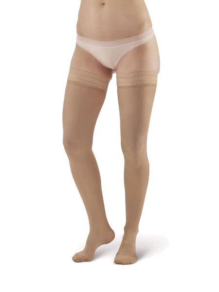 Pebble UK Microfibre Opaque Compression Thigh Highs Sand