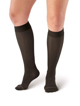 Pebble UK Wide Calf Sheer Support Knee Highs (Pebble UK Wide Calf Sheer Support Knee Highs Black)
