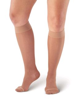 Pebble UK Wide Calf Sheer Compression Knee Highs (Pebble UK Wide Calf Sheer Compression Knee Highs Nude)
