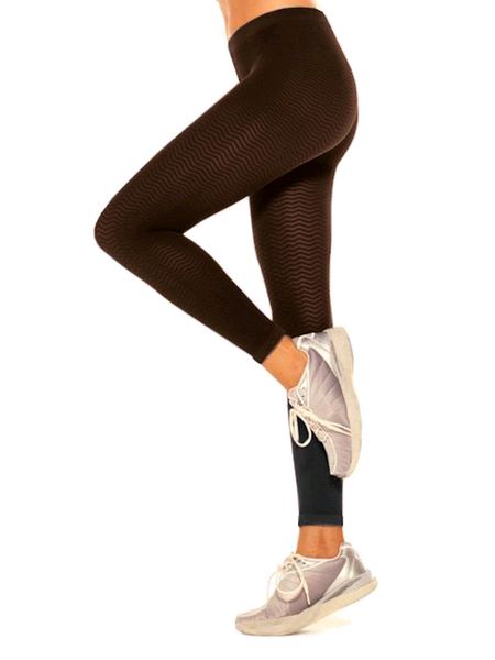 Silver Wave Long Compression Leggings in Moka