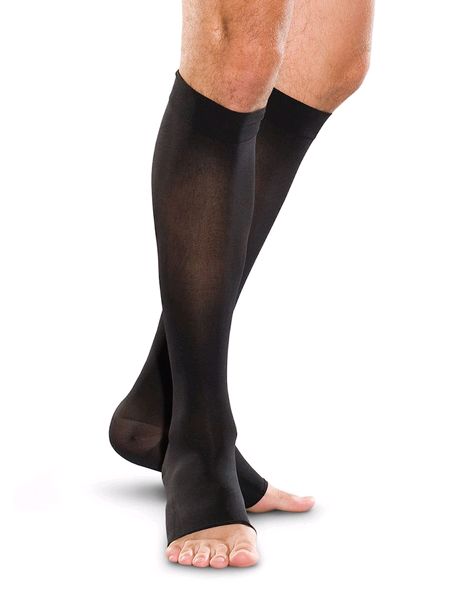 Therafirm Toeless Compression Knee Highs For Men And Women Black