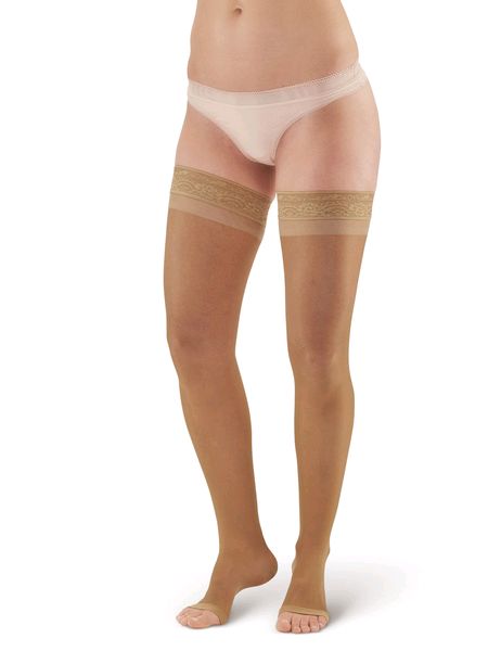 Pebble UK Toeless Sheer Support Thigh Highs Beige